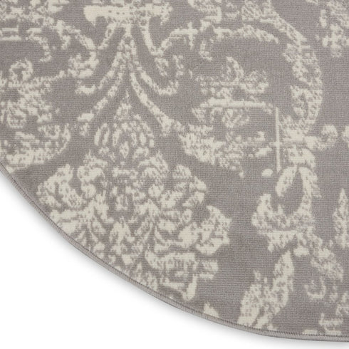 2' X 4' Gray Damask Power Loom Area Rug